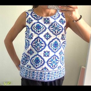 Talbots Blue and White Blouse